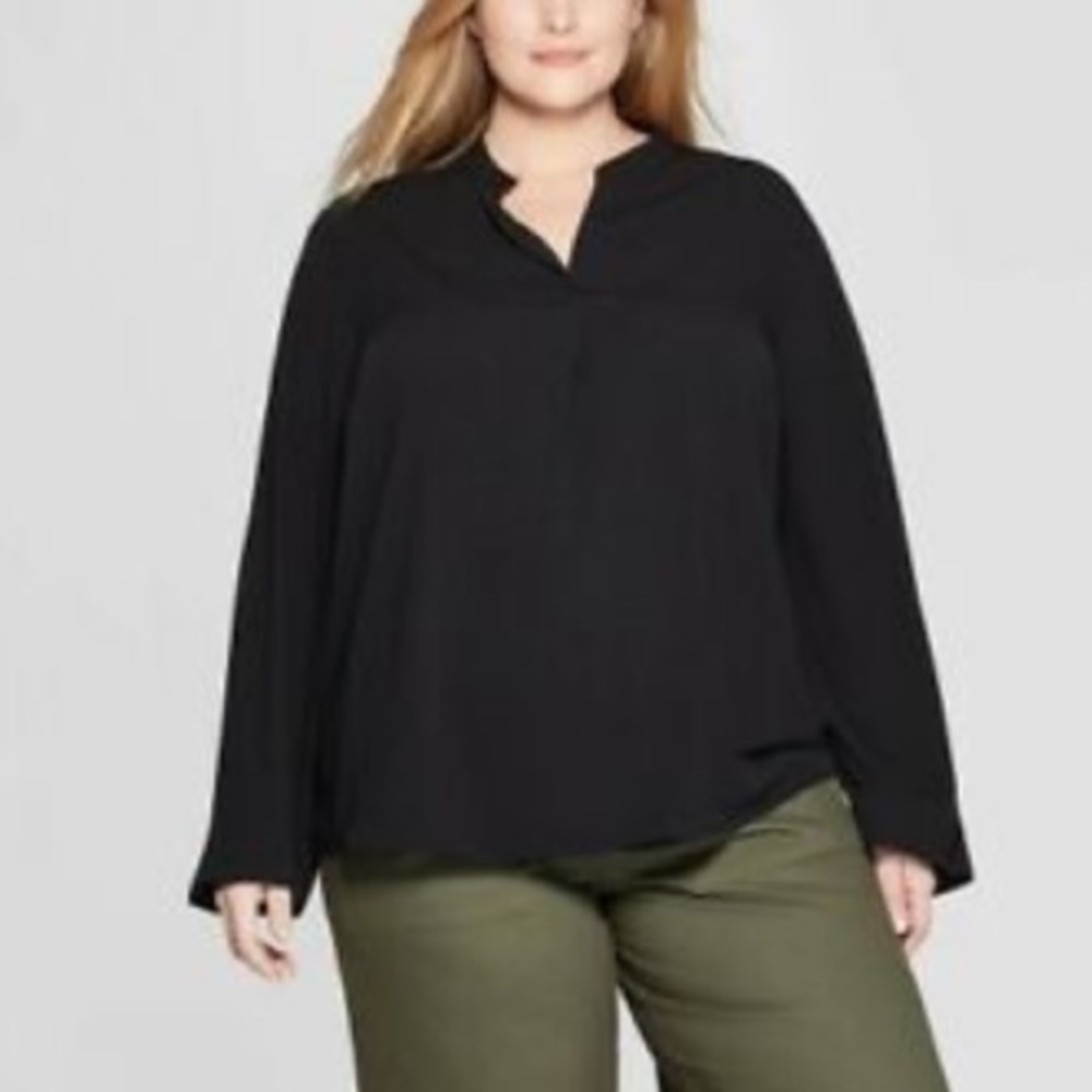 Ava & Viv Women's Plus Size Long Sleeve V-Neck‎ Blouse